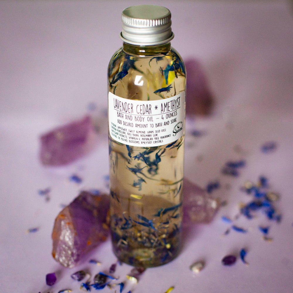 Amethyst Lavender and Cedar Bath and Body Oil Self Care Crescent City Swoon Bath Bomb Studio   
