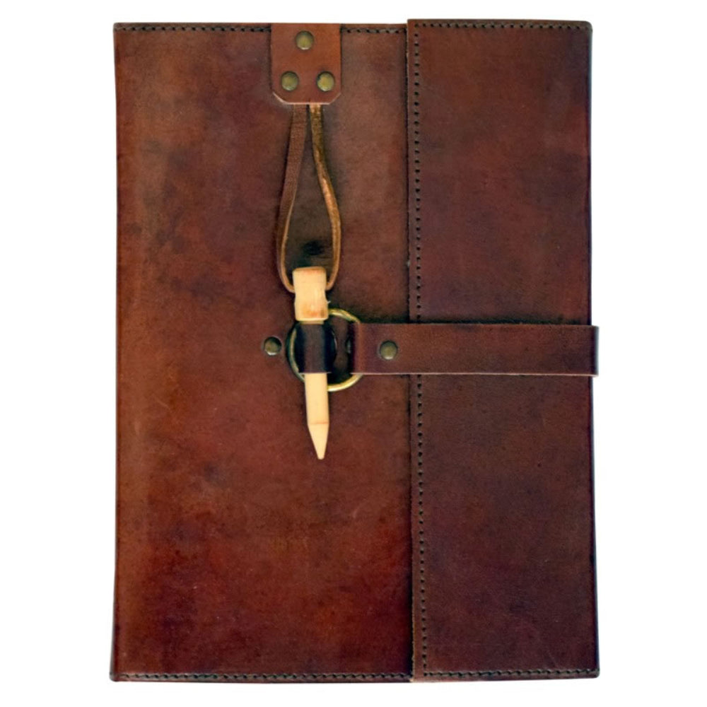 Leather Journal with Wood Peg Stationery Fantasy Gifts   