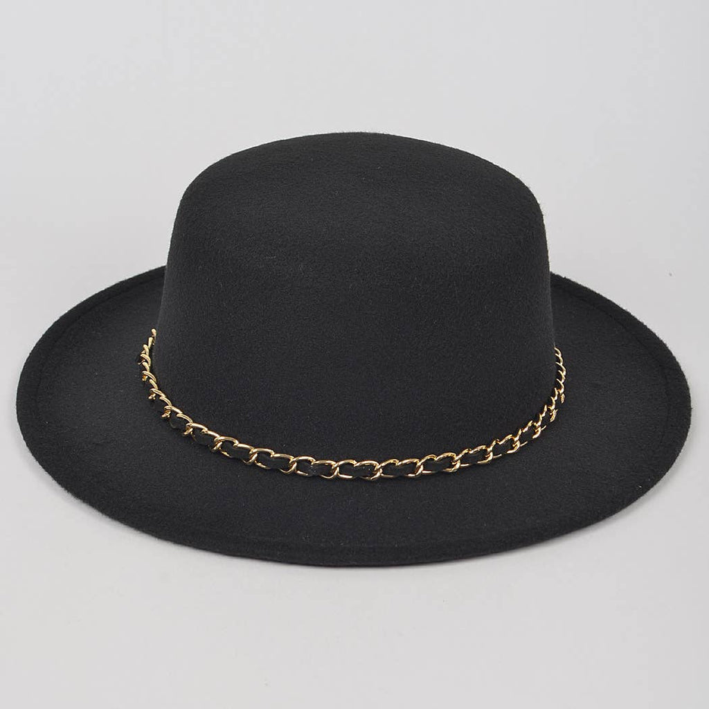 Black Hat with Gold Chain Clothing 3AM   