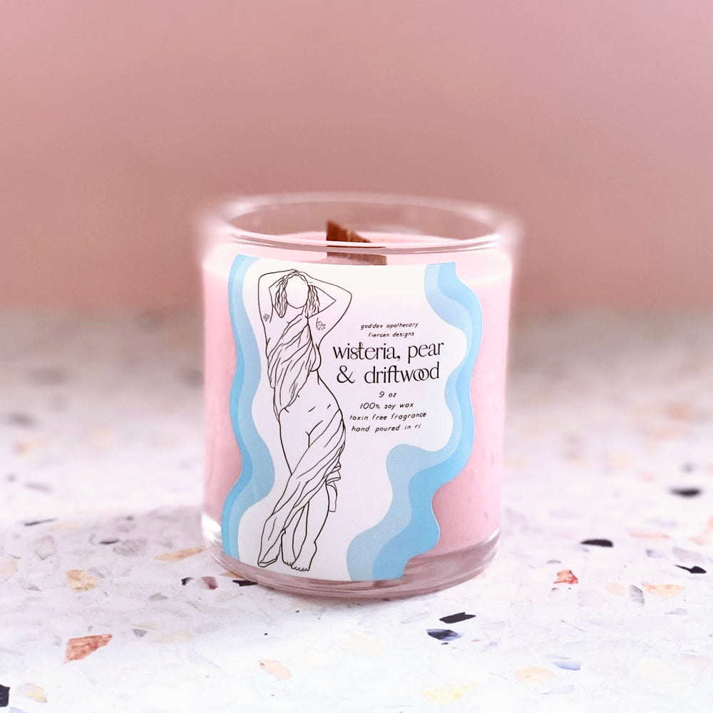 Worship Your Body Soy Candle Wisteria, Pear, and Driftwood Self Care Goddex   