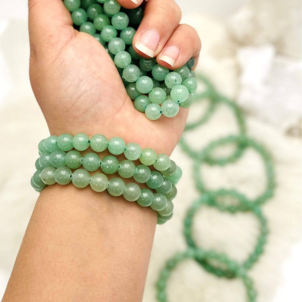 Green Aventurine Round Bead Bracelet Jewelry Rock Paradise   