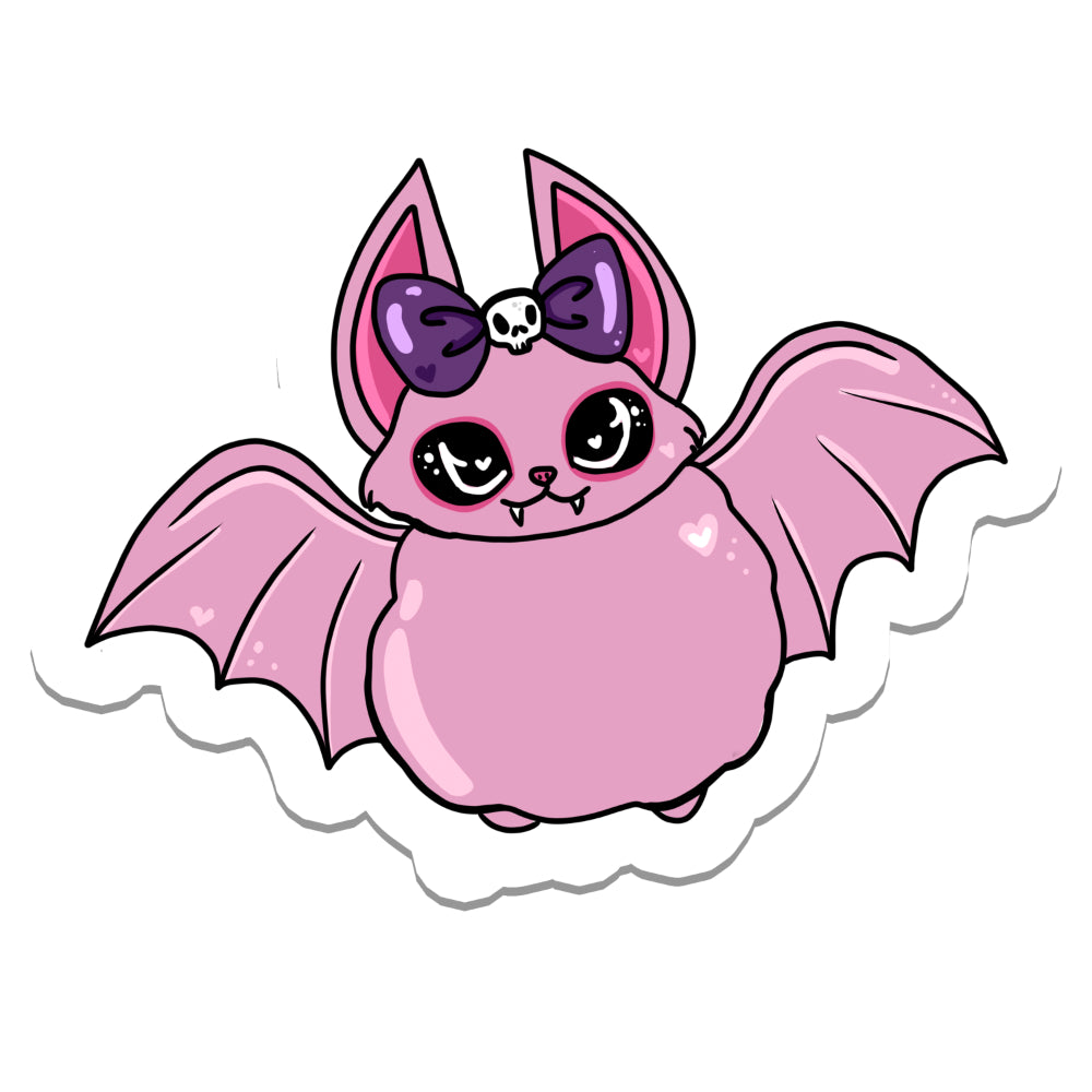 Cute Pastel Goth Pink Bat with Bow Vinyl Sticker