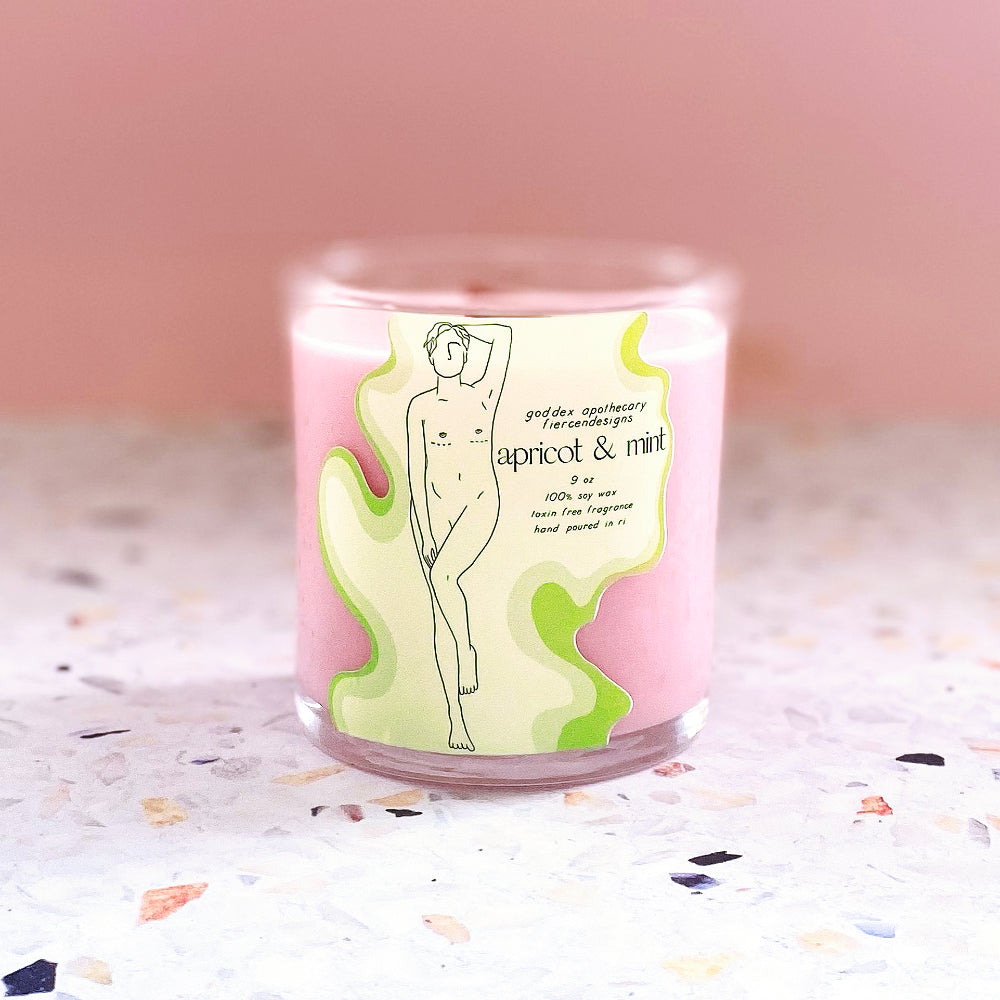 Worship Your Body Soy Candle Apricot and Greenhouse Mint Self Care Goddex   