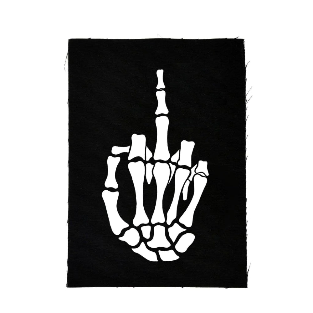 Skeleton Middle Finger Cloth Patch Bric-A-Brac Too Fast   